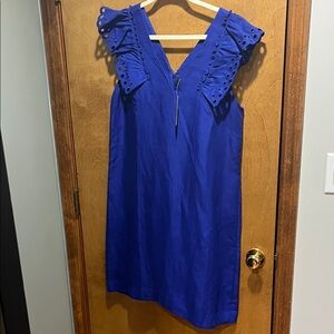 J. Crew Cobalt Blue Midi Dress with Eyelet Sleeves